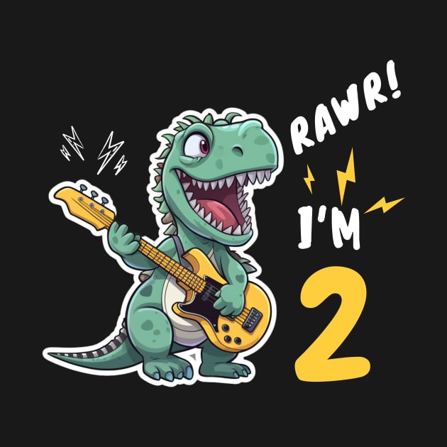 Kids Rawr I'm 2 2nd Birthday Dinosaur Boys Dino T Rex 2 Years by IYearDesign