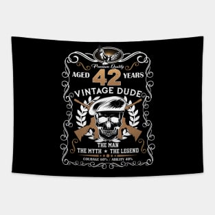 Skull Aged 42 Years Vintage 42 Dude Tapestry