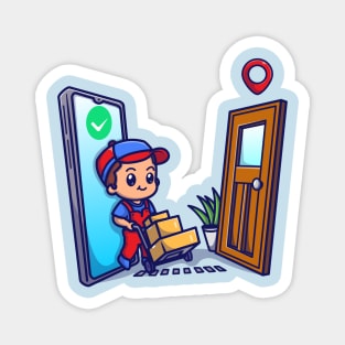 Cute Courier Delivery Package Cartoon Magnet