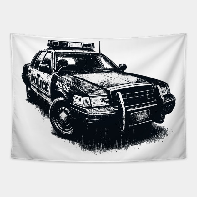 Police car Tapestry by Vehicles-Art