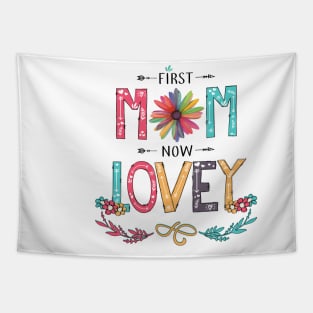 First Mom Now Lovey Wildflowers Happy Mothers Day Tapestry