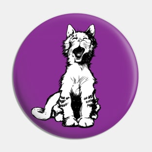 Yawning Cat on Purple Pin