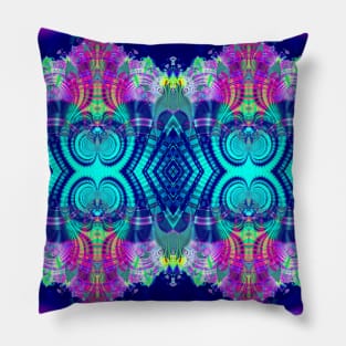 Multicolored Plaid Delight Fractal Abstract Pillow