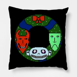 Pixelated Oogie's Boys Lock Shock and Barrel Christmas Wreath Pillow