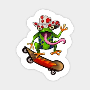 Frog 5 pack Kawaii Froggy Skateboarding Cute Frog in Texas red cowboy hat Funny toad toads amphibian tadpole Green Red eyed tree frogs rain forest Lizard dragon zoology gift frog Magnet