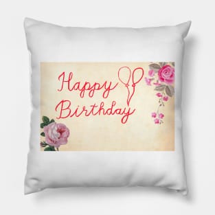 Happy Birthday Flowers Pillow