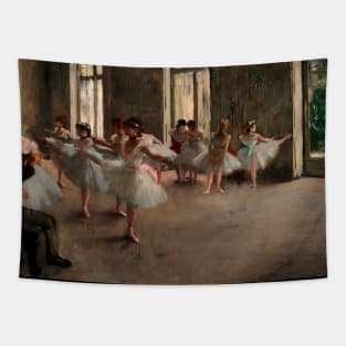 Edgar Degas the rehearsal Before the Ballet Ballerina Dancers Orange Autumn fall Gift Tapestry