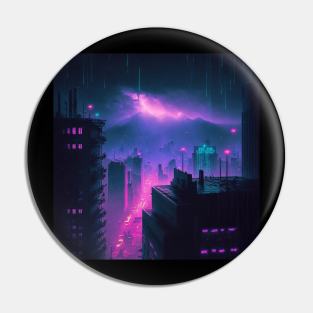 Violeting - Cyberpunk Cityscape Skyline Pin