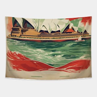 Sydney Opera House Australia Vintage Travel Poster Tourism Art Tapestry