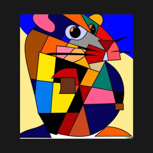 Cubism Style Abstract Cute Hamster Fine Art Painting 8 T-Shirt