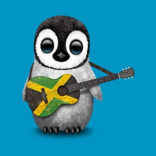 Baby Penguin Playing Jamaican Flag Guitar T-Shirt