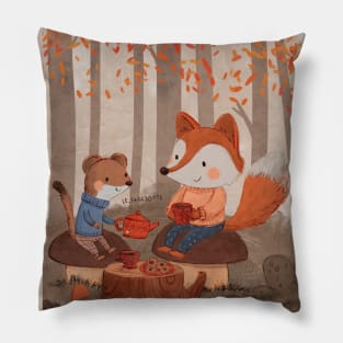 Tea time in the forest Pillow