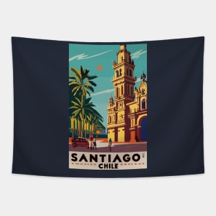 A Vintage Travel Art of Santiago - Chile Tapestry