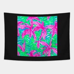 Pink palms tropical forest watercolor seamless pattern Tapestry