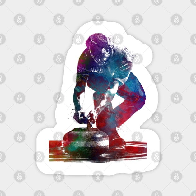 Curling sport art #curling Magnet by JBJart