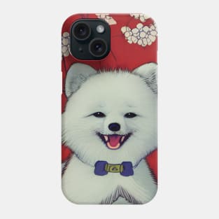 Cute White Pomeranian Husky Puppy Blossoms Happy Chinese New Year Dog Owner Phone Case