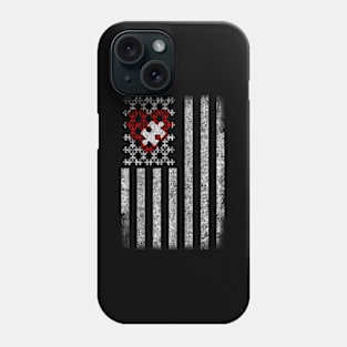 Autism American Flag He Puzzle Pieces Phone Case