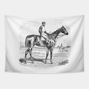 Thoroughbred Racehorse Black & White Illustration Tapestry