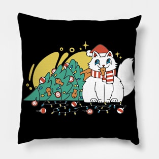 Festive Furry Feline Fun Pillow