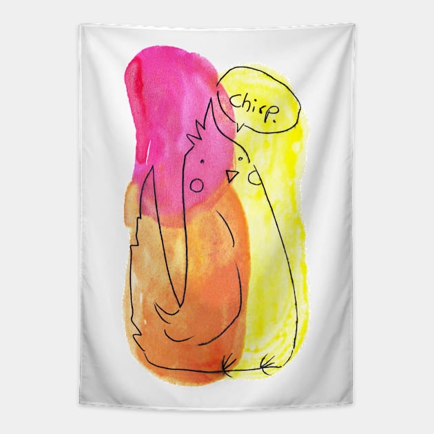 Pink and Yellow Watercolor Cockatiel Tapestry by saradaboru