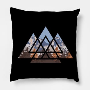 Sacred Geometry Triangles Misty Forest Pillow