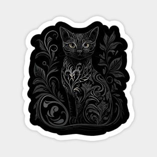 Retro Gothic Style Cat Gifts Vintage Cat Magnet