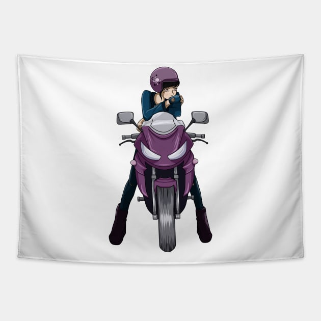 Motorcyclist with motorcycle Tapestry by Markus Schnabel