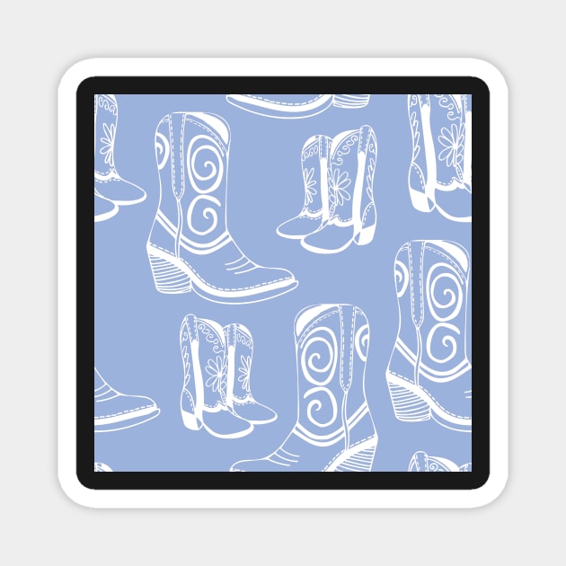 Blue and white cowboy boots Magnet by bettyretro