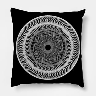 White beautiful hypnotic 3d illusion wave mandala Pillow