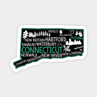 Connecticut Putnam cute map New Haven Enfield Willington Stamford Bridgeport Magnet