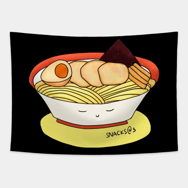 Tonkotsu ramen in bowl Tapestry by Snacks At 3