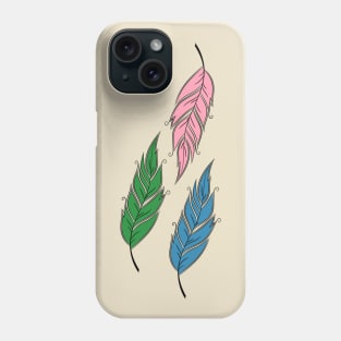 Three colorful feathers. Phone Case