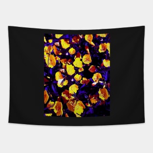 Moonlight flowers, botanical print of spring floral garden lit by the moon Tapestry