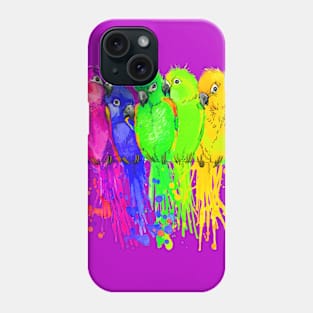 The colourful parrots bird on a tree line watercolor Phone Case