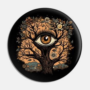 Psychedelic Cottagecore Tree Surreal Trippy Nature Pin