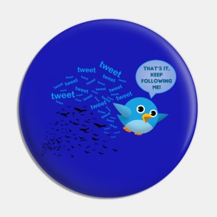 Funny Bird Social Media Cartoon Parody Pin