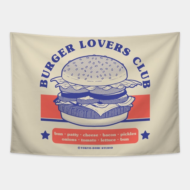 Burger Lovers Club Tapestry by MoustacheRoboto