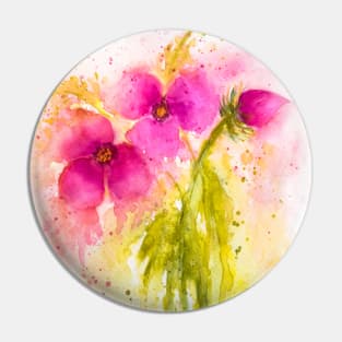 Pink Flowers watercolor Pin