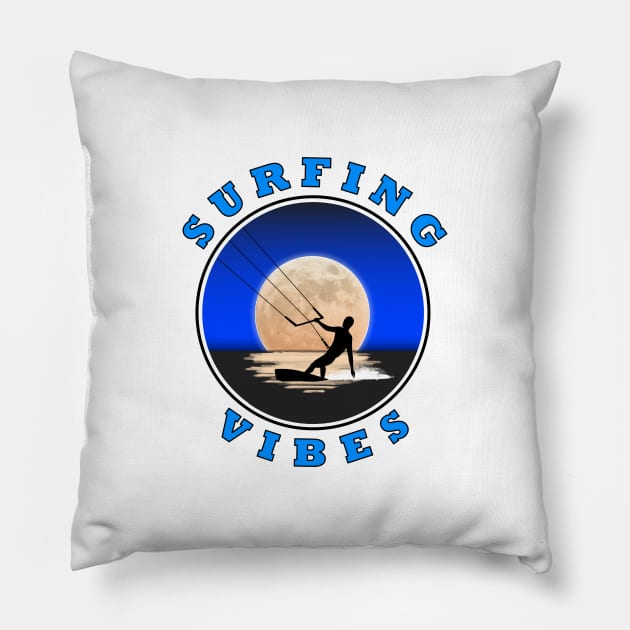 Surfing Vibes - Moon - kite surfer Pillow by AnturoDesign