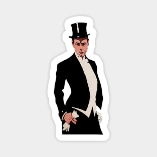 Man in top hat, smoking and wearing white gloves Magnet