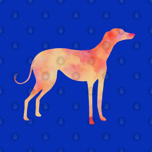 Yellow and orange Greyhound dog with blue background by iulistration