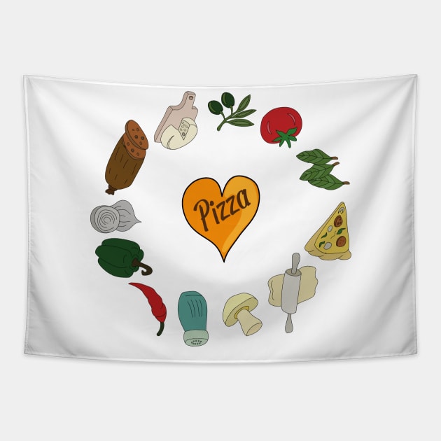 Pizza Ingredients Tapestry by DiegoCarvalho