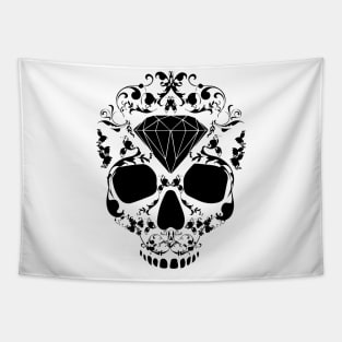 Skull Diamond Black - Skulls Skullhead Diamonds Gift Tapestry