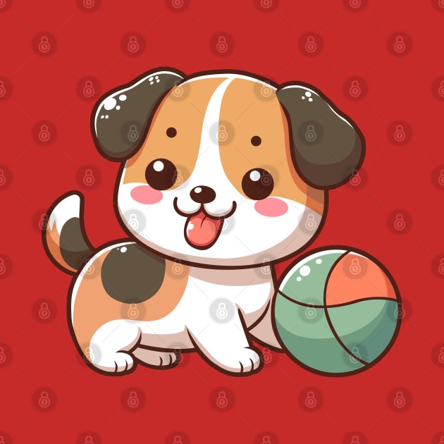 Cute Puppy Playing Ball by Arief Uchiha