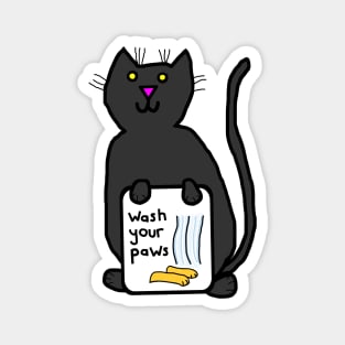 Cute Cat Says Wash Your Paws Magnet