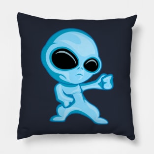 blue little alien standing up Pillow