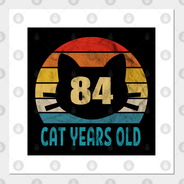 84 Cat Years Old Retro Style 17th Birthday Gift Cat Lovers Pet