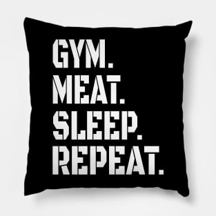 GYM MEAT SLEEP REPEAT CARNIVORE STENCIL ATHLETIC SPORT STYLE Pillow