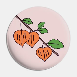 Orange flowers on a branch in the form of a flashlight. Pin