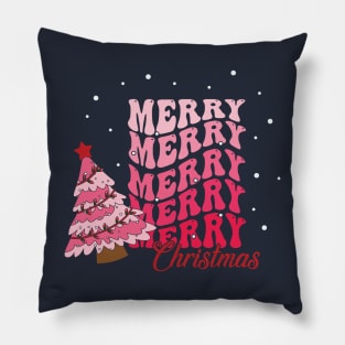 Pink Christmas Aesthetic Pillow